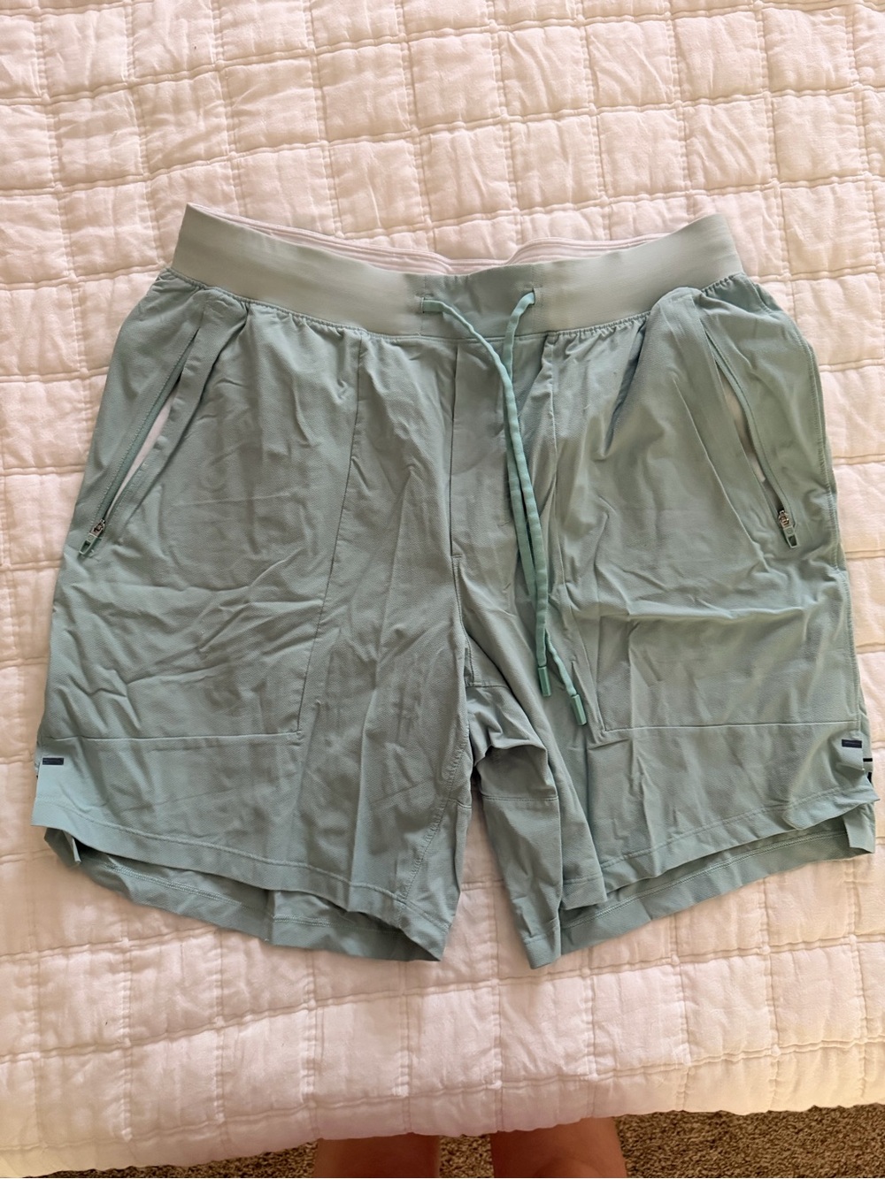 lululemon athletica Sage Green and White Waistband Shorts